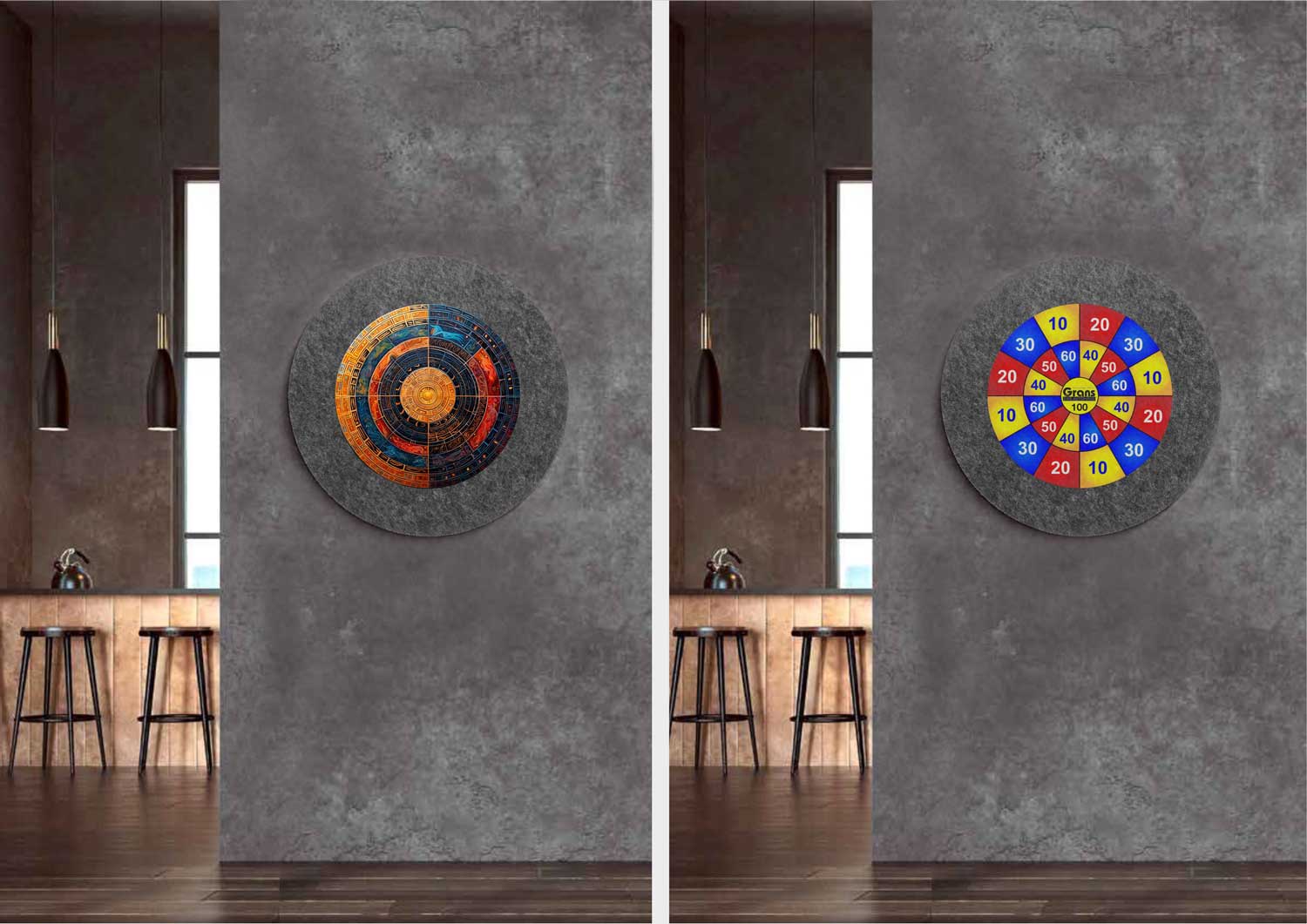 Schallschutz-Dartscheibe "45" + Catchring | recyceltes Vlies | komplett individuell bedruckbar | Preis auf Anfrage