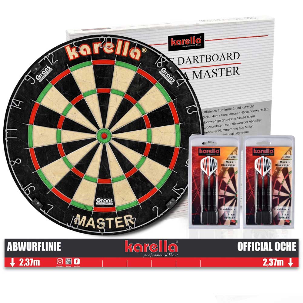 Dartboard Winmau Karella Master im Set | Inkl. 4c Direktdruck auf 1 Feld